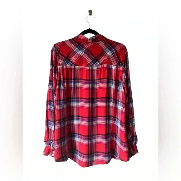 Torrid Women’s Red & Blue Lightweight Plaid Shirt Plus Size 2 - Picture 7 of 8